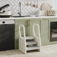 AIYAPLAY Marchepied enfant escabeau 3 marches pour enfants hauteurs réglables de 3 à 2 marches 43 x 42 x 65,5 cm gris(m-10)