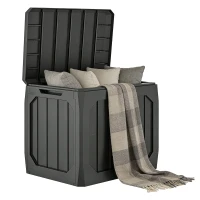 Outsunny Baúl de Almacenaje Exterior de Plástico Capacidad 121L con 2 Asas y Tapa Bloqueable Impermeable 56x45x53 cm Negro(m-10)