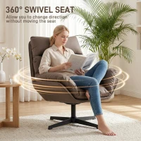 HOMCOM Accent Chair with 360 Swivel Armchair for Living Room with Padded Cushion Dark Brown(m-4)