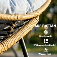 Outsunny Rattan Schaukelstuhl Gartenliege mit dicke Kissen, Gartenschaukel bis 120 kg Indoor Outdoor 87 x 110 x 70 cm Grau(m-5)