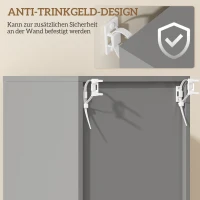 kleankin Badezimmerschrank, Badkommode, mit Regalen und Schublade, verstellbar, Grau(m-5)