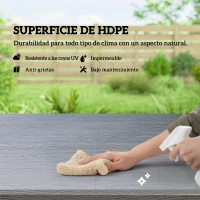 Outsunny Conjunto de Mesa y Sillas Jardín con Mesa Plegable Ajustable de 55 a 74 cm y 4 Sillas Plegables para Terraza Gris(m-7)