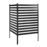 Outsunny Gartenzaun 2 Paneele 91 x 152 cm Metall Sichtschutzzaun mit Pfosten & Schutzkappen rostfreie Schwarz(m-11)