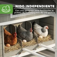 PawHut Gallinero Madera Grande Exterior con 2 Nidos Corral Techo Asfáltico Bandeja Extraíble Rampa 347x160x150 cm Gris Oscuro(m-6)