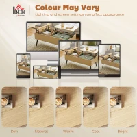 HOMCOM Tavolino sollevabile doppio piano con vano nascosto e piedi metallo, Legno naturale(m-4)