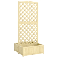 Outsunny Jardinera con Enrejado Cuadrado Huerto de Madera Plegable Doble Macetero para Plantas Trepadoras 73 x 70 x 170 cm Natural