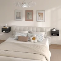 HOMCOM Lot de 2 tables de chevet murales, tables de nuit, tiroir, compartiment ouvert, plateau, 37 x 32 x 21 cm, noir(m-7)