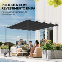 Outsunny Cobertura para Pérgola Retrátil 286x245 cm Teto de Substituição para Pérgola com Proteção UV30+ para Pérgola de 3x2,15 cm Cinza(m-5)