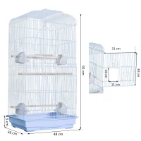 Pawhut Cage à oiseaux volière avec mangeoires perchoirs plateau excrément amovible cage pour canaris perruches perroquets 47,5 x 36 x 91 cm blanc(m-3)