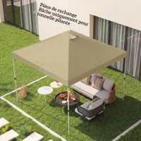 Outsunny Toile de Rechange pour Tonnelle 3 x 3 m UV50+ Imperméable avec 8 Trous de Drainage 3 x 3 m, crème(m-8)