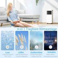 HOMCOM Tragbares Klimagerät 9000 BTU, 4-in-1 mit Kühlung, Entfeuchter, Ventilator, Schlafmodus(m-5)