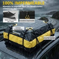 Outsunny Bolsa de Techo para Coche 425L Impermeable con 8 Correas Alfombrilla Antideslizante Ganchos para Vehículos Amarillo(m-6)