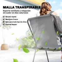 Outsunny Conjunto de Mesa y Sillas Jardín de 8 Piezas con Sombrilla 6 Sillas Plegables Mesa de Vidrio Templado Gris(m-5)