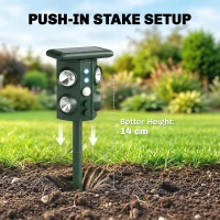 Outsunny Repelente solar ultrasónico para gatos, 5 modos, sensor PIR, flash LED(m-5)