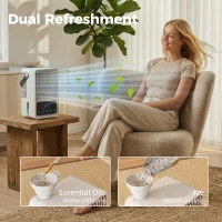 HOMCOM Portable Air Conditioner, 4-in-1 Mini Air Cooler with 3 Wind Speed, 2 Mist Mode, 7 Colour RGB Light, Black(m-6)