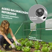 Outsunny Invernadero de Exterior 2,8x2x1,9 m con Estantes Invernadero de Túnel con Puerta Enrollable 6 Ventanas de Malla Verde(m-5)