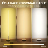 HOMCOM Lampadaire LED, lampadaire sur pied salon à intensité variable, télécommande, interrupteur à pied, Ø20x150cm, argent(m-4)