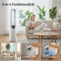 HOMCOM Verdunstungsluftkühler mit Fernbedienung, 15-Stunden-Timer, Kühlakku für Zuhause und Büro, Weiß(m-4)