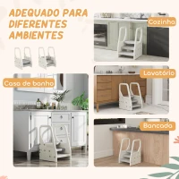 AIYAPLAY Banco Infantil Ajustável de 2 a 3 Degraus Torre de Aprendizagem Escada para Crianças de 2-5 Anos 43x42x65,5 cm Cinza(m-7)