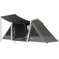 Outsunny Tienda Inflable de Camping 4 Personas Blackout Tienda de Aire 5,8m de Largo 2 Habitaciones y Sala 580x270x202cm Gris Oscuro