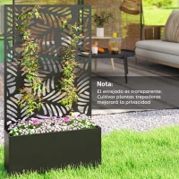 Outsunny Jardinera Exterior Grande con Ruedas Pantalla de Privacidad de Hojas de Monstera Marco Metal 90x30x160 cm Negro(m-8)