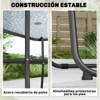 Outsunny Conjunto de Mesa y Sillas Jardín de 8 Piezas con Sombrilla 6 Sillas Plegables Mesa de Vidrio Templado Gris(m-7)