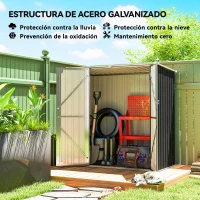 Outsunny Cobertizo de Jardín Exterior Metálico 1,37 m² 163x89x163 cm con Techo Inclinado, Puertas con Pestillo y Guantes Gris(m-4)