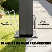 Outsunny Abri pour Barbecue avec Toit en Métal Galvanisé et Étagères Latérales, 271 x 182 x 229 cm, Noir(m-7)