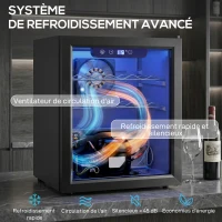 HOMCOM Cave à vin 16 bouteilles 48L, réfrigérateur à vin et boissons avec température réglable 4-16 °C, porte réversible, noir(m-4)