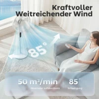 HOMCOM Standventilator mit 15-Stunden-Timer, 85° Oszillation, LED-Bedienfeld, Fernbedienung, weiß(m-6)