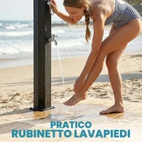 Outsunny Doccia Solare 35L, Protezione Antigelo, 2 Soffioni, Rubinetto per Piedi(m-7)