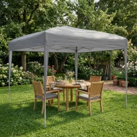 Outsunny Carpa Plegable 3x3 m Pop-up Cenador de Jardín Altura Ajustable con Bolsa de Transporte Anti-UV Impermeable Gris(m-2)