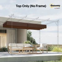 Outsunny Pergola Cover Roof, 2.86 x 2.45 m Retractable Sun Shade Top for 3 x 2m Pergola Frame, UV30+ Protected, Coffee(m-9)