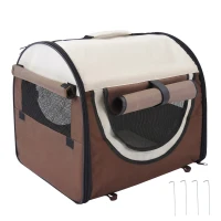 Pawhut Folding Fabric Soft Pet Crate, 46Lx36Wx41H cm-Brown(m-10)