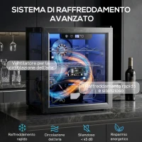 HOMCOM Cantinetta Vino Refrigerata 12 Bottiglie 36L, Temperatura Regolabile 4-16°C con Vetro Anti UV, Nera(m-4)