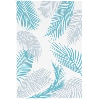 Outsunny Outdoor Teppich wendbarer robuster Wetterfest Outdoorteppich mit Tragetasche Bodenankern 274 x 182 cm Hellblau+Weiß(m-10)