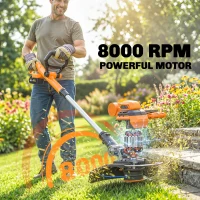 Outsunny Cordless Strimmer with 2 x 4.0Ah Lithium Batteries & Charger, 2-in-1 Lightweight Cordless Grass Trimmer and Lawn Edger(m-5)