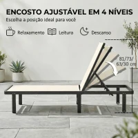 Outsunny Conjunto de 2 Espreguiçadeiras Reclináveis com Rodas Encosto Ajustável 4 Níveis Estrutura de Alumínio Tecido Textilene Bege(m-4)