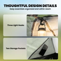 Outsunny Family Camping Tent 3000mm Waterproof Windproof Tunnel Tent 8-12 Person Two Bedrooms Green(m-7)