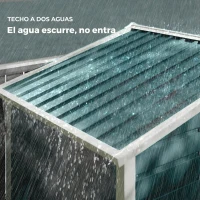 Outsunny Cobertizo Metálico para Jardín 213x120x166/194 cm con Base Refuerzo Puertas Correderas y Ventilaciones Verde Oscuro(m-8)