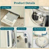 HOMCOM 2200W, czajnik 1,7L z funkcją szybkiego gotowania, filtrem odkamieniającym i toster na 4 kromki z 7 poziomami przyrumieniania, kremowy(m-9)