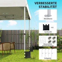 Outsunny Pavillon 3 x 3 m Wasserdicht Stabil Winterfest Pop-up Faltpavillon, UV 50+ mit Tasche Sandsäcke(m-7)