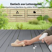 Outsunny Gartenmöbel Set Sitzgruppe 7-teilig Tisch mit 6 Atmungsaktiven Stapelstühlen Lamelldesign Hellgrau(m-7)