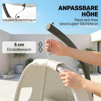 Outsunny Hängesessel mit Gestell, faltbar Hängekorb mit dick Sitzpolstern verstellbarer Höhe Sicherheitsgurt bis 120 kg(m-8)