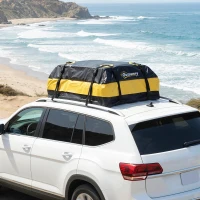 Outsunny Bolsa de Techo para Coche 425L Impermeable con 8 Correas Alfombrilla Antideslizante Ganchos para Vehículos Amarillo(m-2)