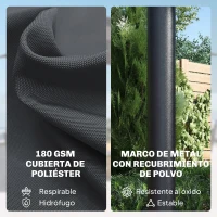 Outsunny Sombrilla Doble de Jardín 4x2 m con 36 Luces LED UPF50+ Manivela 12 Varillas  Resistente al Agua Gris Oscuro(m-7)