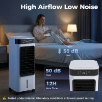 HOMCOM Climatizzatore Evaporativo 3 in 1 con Serbatoio da 7L, Oscillazione 48°, 3 Velocità, 3 Modalità, Timer 24h, Bianco(m-4)