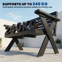 Outsunny 2 Seater Wooden Garden Bench, Slatted Patio Bench with Armrest and Backrest, Black(m-6)