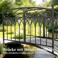 Outsunny Gartenbrücke aus Metall 135,5 cm Teichbrücke mit Sicherheitsgeländern Antik-Optik Rostbeständig einfache Montage(m-4)
