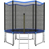 SPORTNOW Cama Elástica Exterior Ø305 cm Trampolín para Niños con Red de Seguridad Escalera y Acolchado de Muelles Azul(m-1)